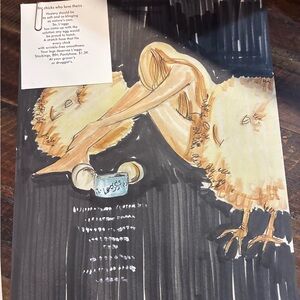 Vintage ad agency sketch for leg’s pantyhose Luxurious 1960’s 3pc set